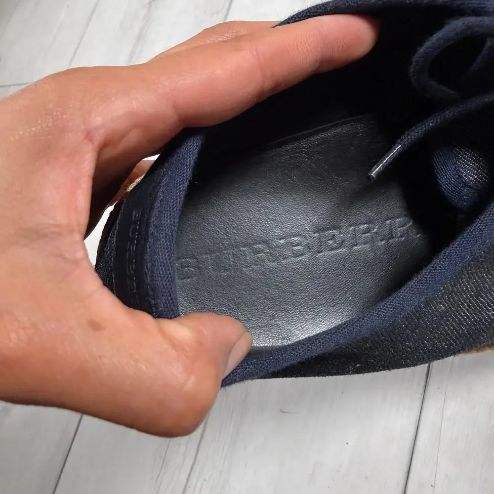 BURBERRY Mens Euro 43/ US 10 Navy Blue Denim Espadrille Laced Shoes Travel - Picture 7 of 10